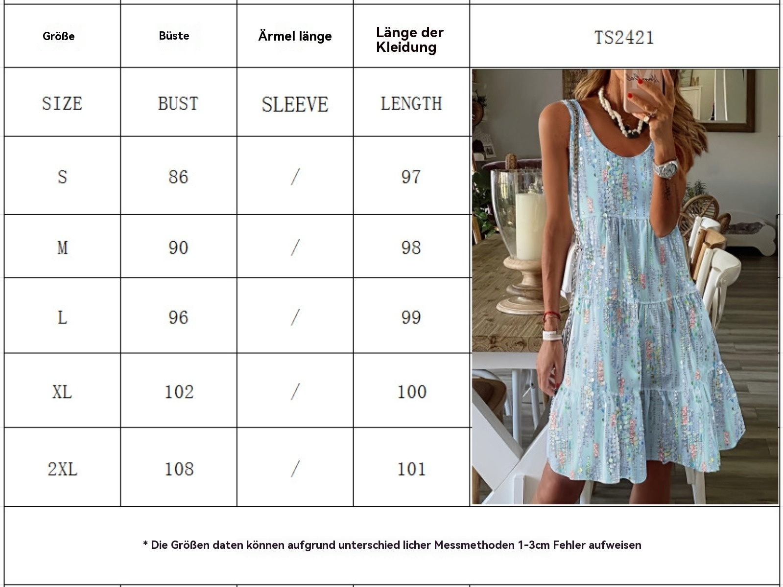 R&B | Bedrucktes lockeres Kleid mit Rundhalsausschnitt