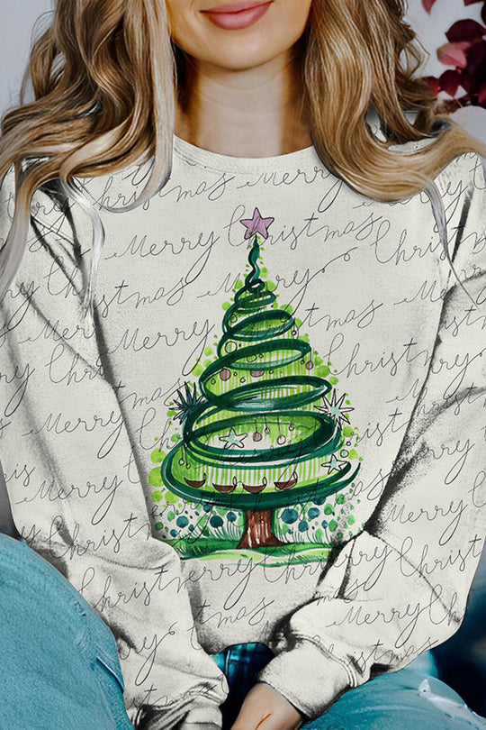 R&B | Bedruckter Weihnachtskontrastfarbe Langarm-Pullover Sweatshirt