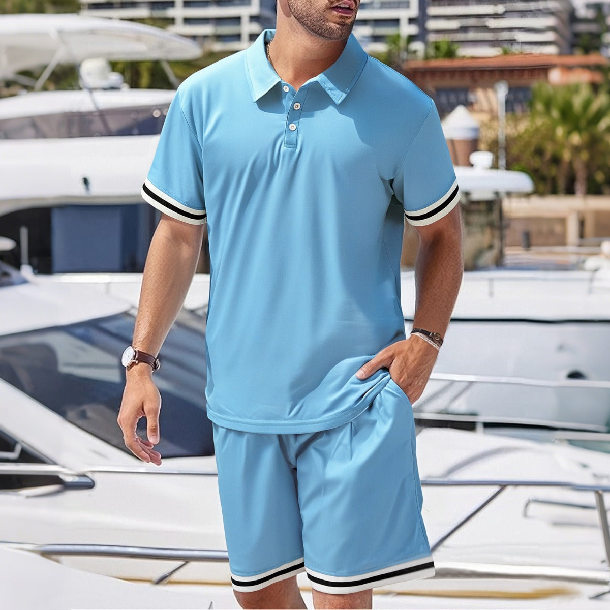 R&B | Kurzärmelige Shorts Zweiteiliges Set