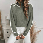 R&B | Strickpullover mit Hohem Kragen Kontrastkanten Warm und Modern