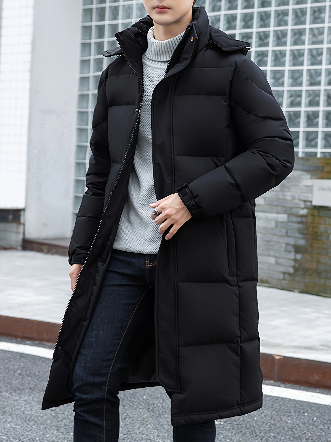 R&B | Lange Pufferjacke mit Kapuze Polyester Isolierend und Stilvoll
