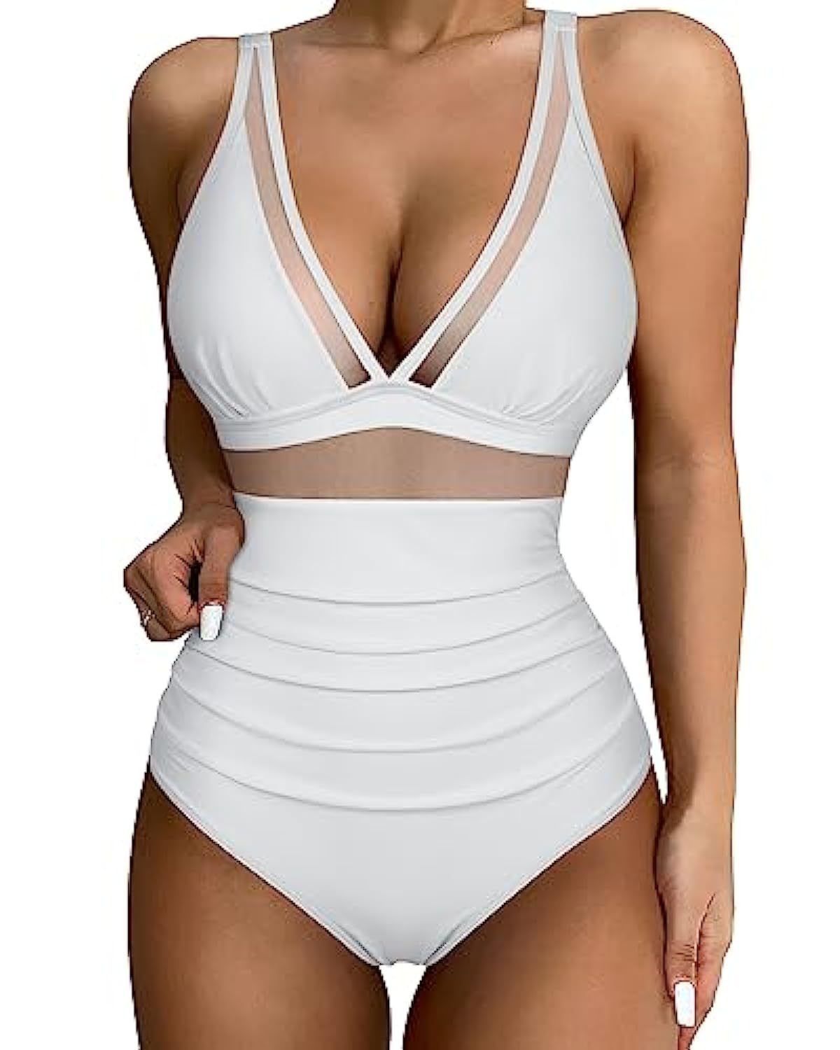 R&B | Einteiliger hohler Badeanzug mit hoher Taille
