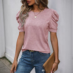 R&B | Solide Farbe Blase Ärmel T-Shirt Frauen