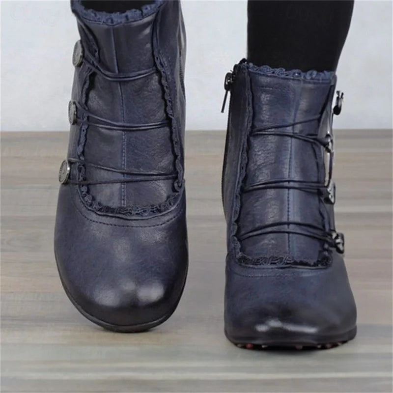 R&B | Damen Viktorianische Schnür-Stiefeletten mit Spitzenbesatz