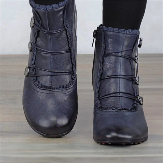 R&B | Damen Viktorianische Schnür-Stiefeletten mit Spitzenbesatz