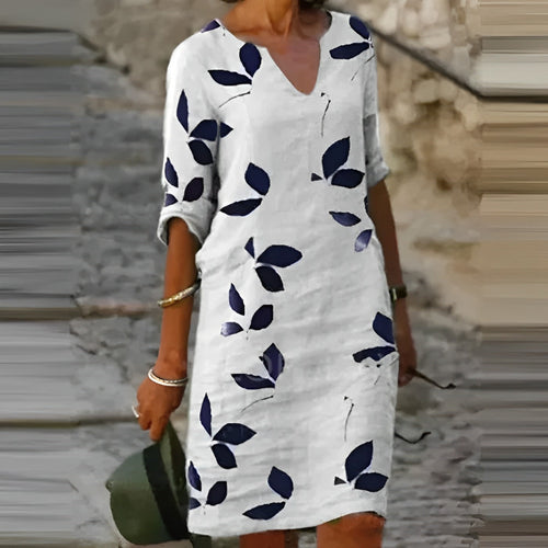 R&B | Atemberaubendes Damen-Sommerkleid mit Blätterdruck