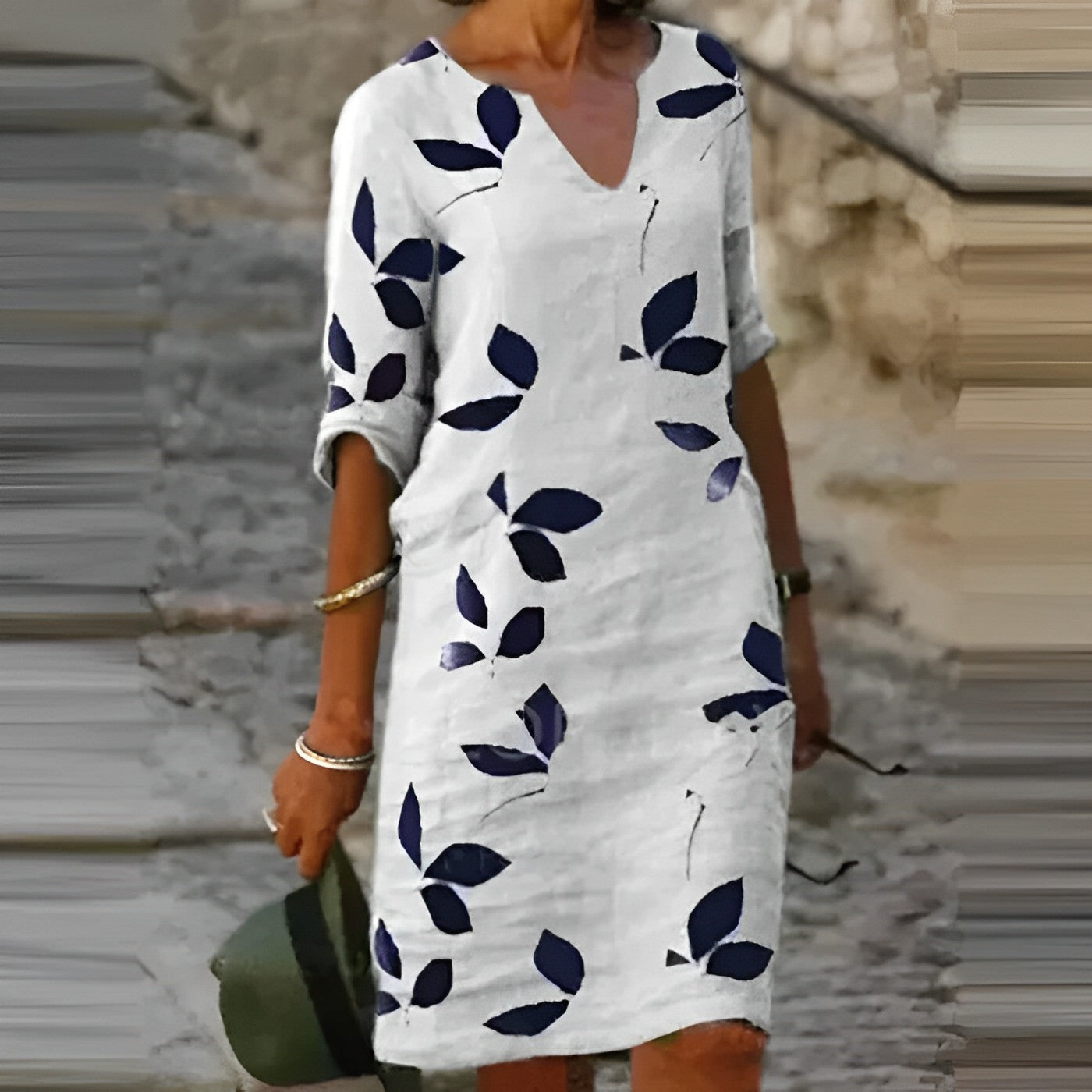 R&B | Atemberaubendes Damen-Sommerkleid mit Blätterdruck