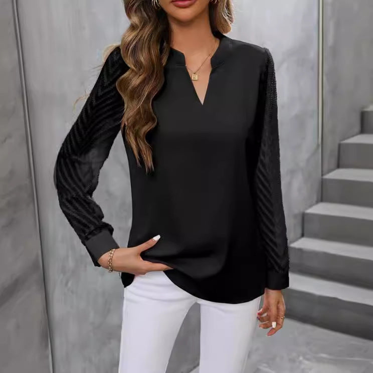 R&B | Elegantes Chiffon Top mit V-Ausschnitt