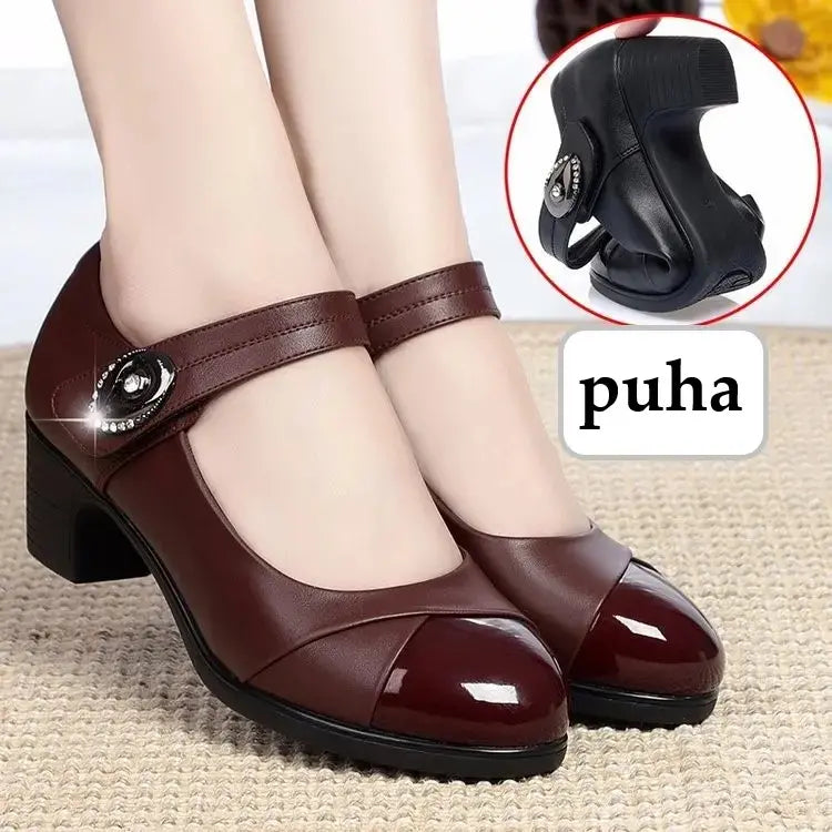 Damen Schuhe mit runder Spitze aus Leder R&B