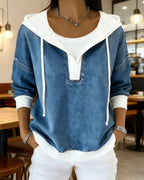 R&B | Sweatshirt mit Schnürung und Denim Einsätzen