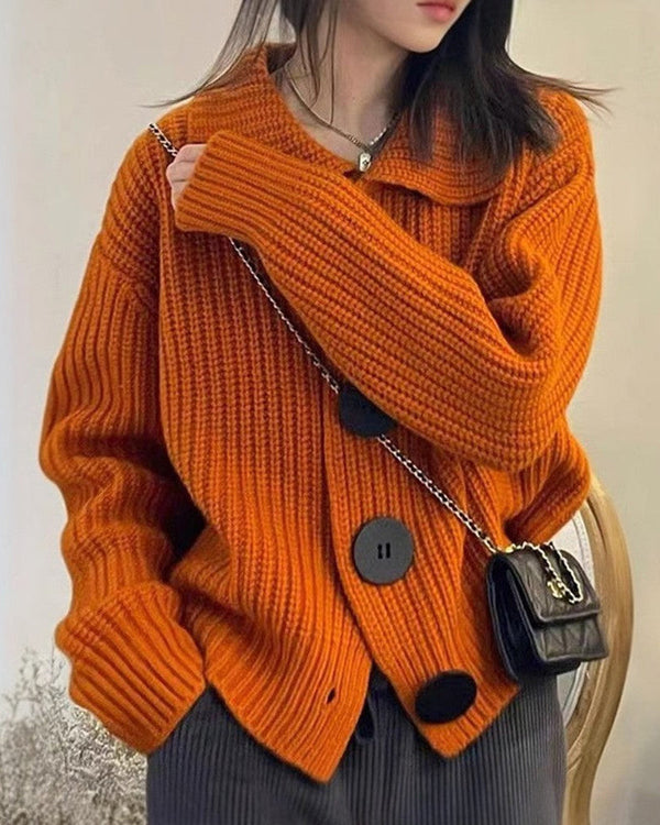 Strickjacke mit großen Knöpfen für Damen