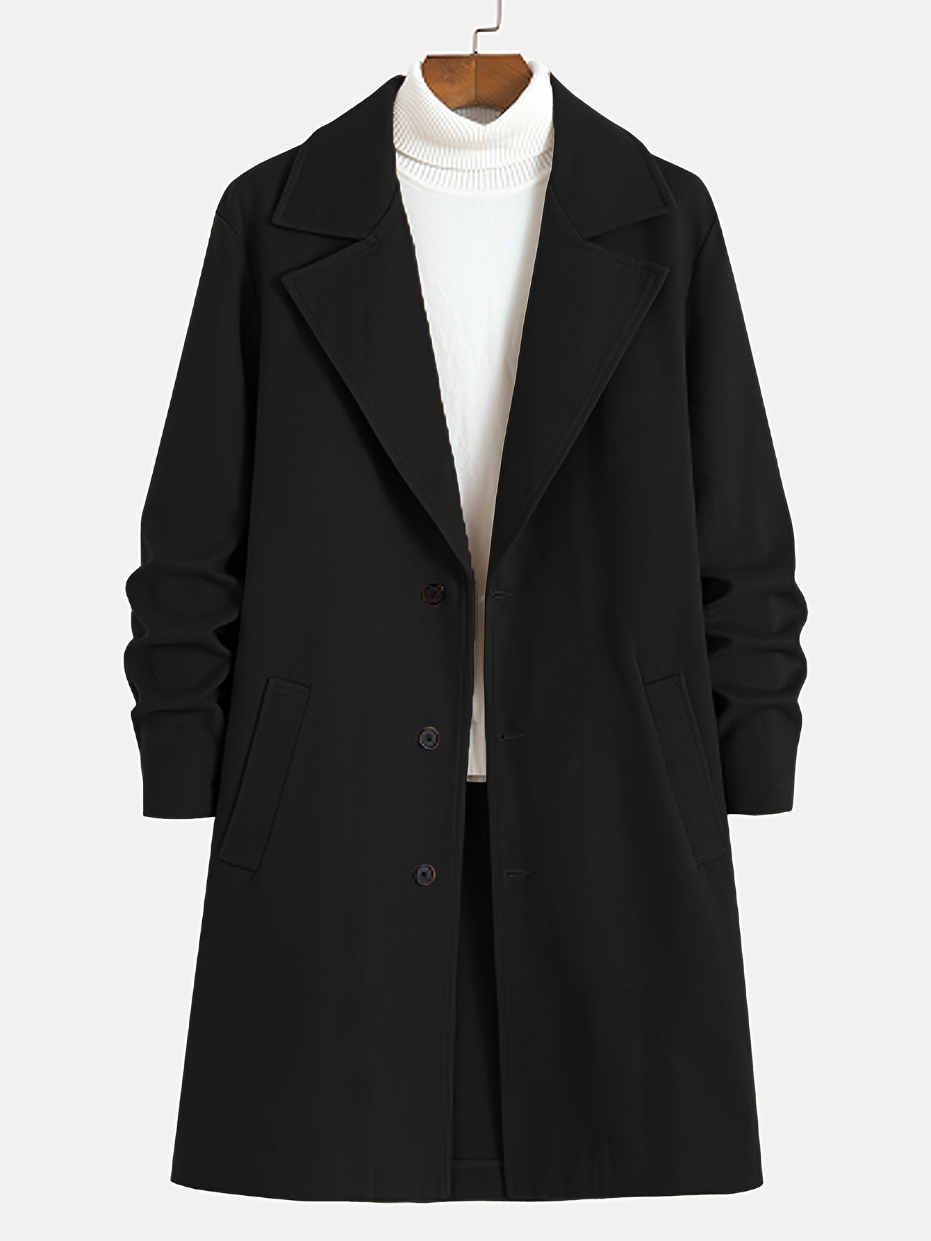 R&B | Elegante Lange Jacke Polyester und Wolle Klassisch und Warm
