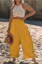 R&B | Plissierte Hose mit weitem Bein und hoher Taille