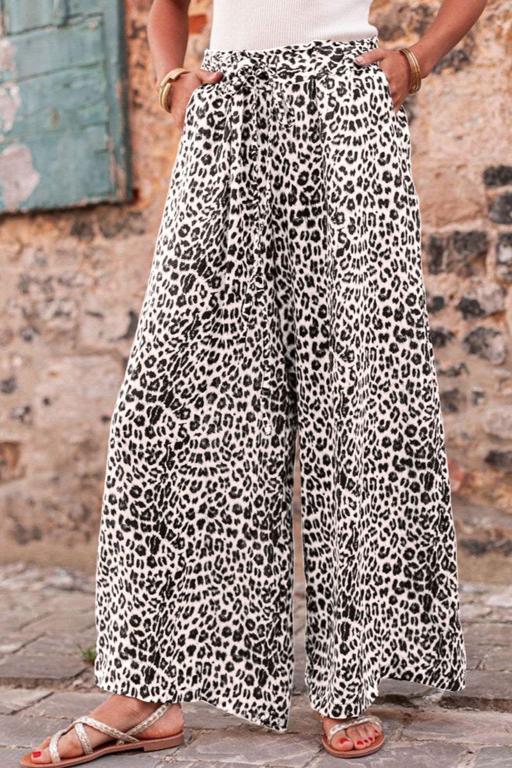 R&B | Leopard Zugband Weite Beinform Pants