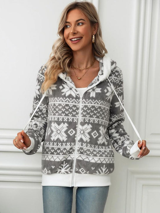 R&B | Kapuzenshirt mit Schneeflocken und Kordelzug