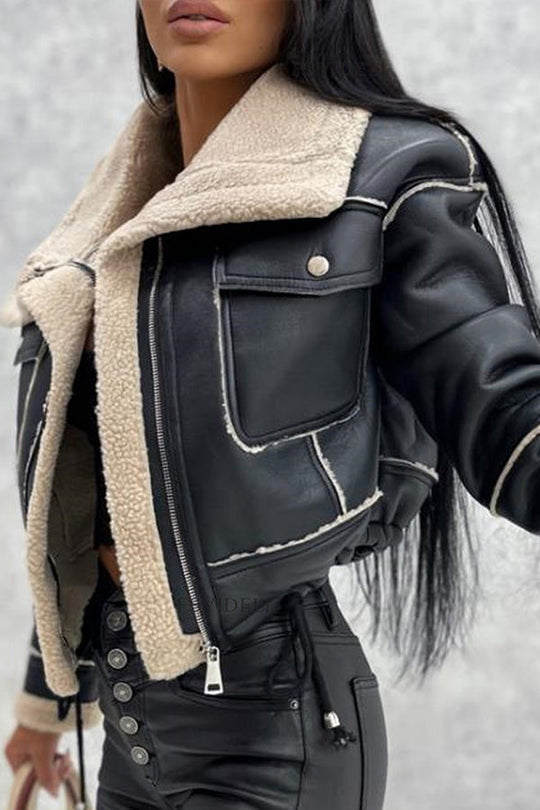 R&B | kurze Reißverschluss Bikerjacke