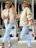R&B | Gequiltete Jacke Farbblock Warmer Pufferjacke Reverskragen und Taschen Ideal für Frühling/herbst
