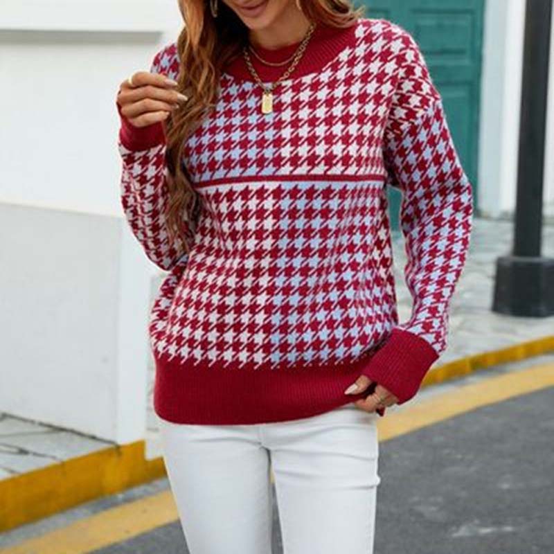 R&B | Geometrischer Strickpullover Mit Trendigem Muster