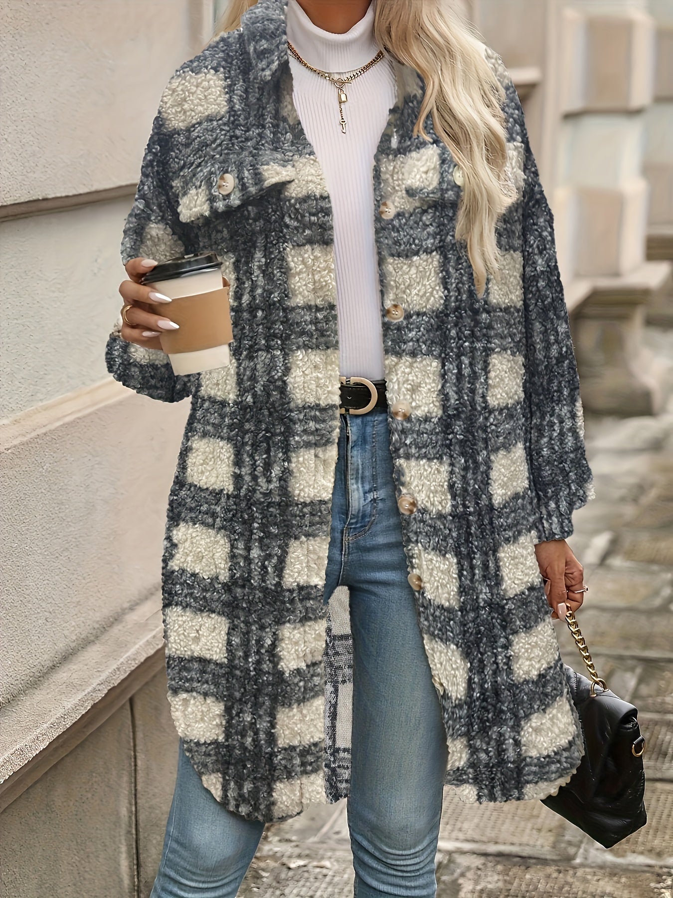 R&B | Langarmige Jacke Aus Teddyfleece Acryl Warm und Trendy