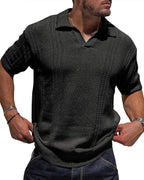 R&B | Hohles POLO-Shirt mit V-Ausschnitt