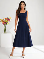 R&B | Elegantes Kleid mit Trägern Dunkelblau Farbe