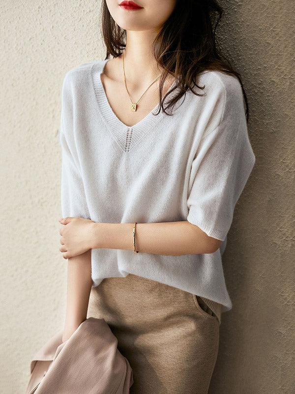 R&B | weicher Cashmere-Pullover mit V-Ausschnitt für Damen