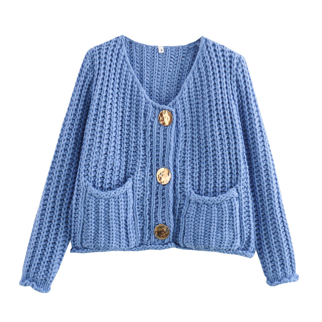 R&B | Gemütlicher Chic Damenstrickjacke mit Knöpfen und Taschen