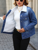 R&B | Denimjacke mit Fleecekragen Baumwolle Warm und Stilvoll