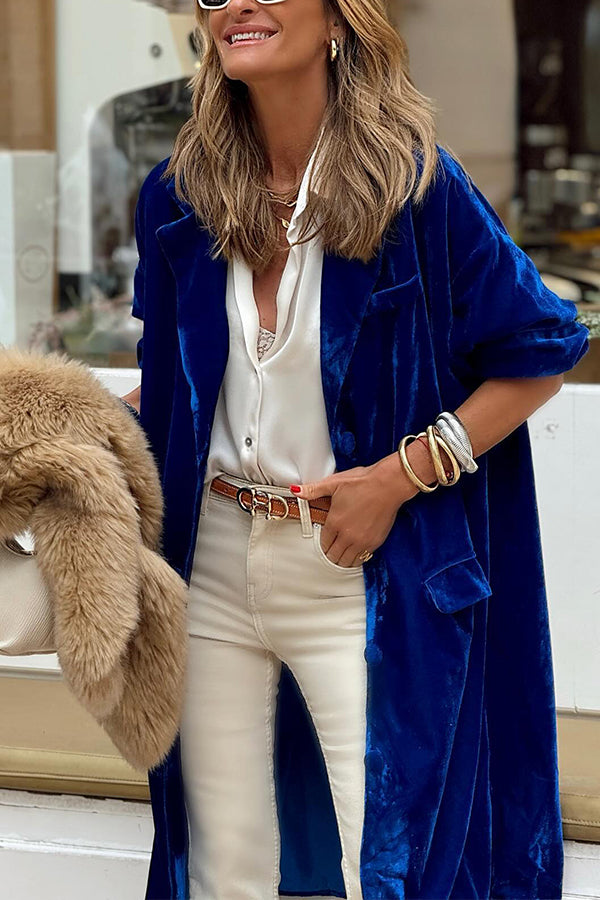 R&B | gold velvet Trenchcoat lange Rock Jacke