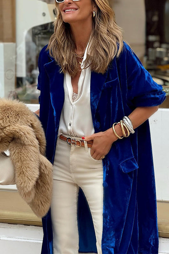 R&B | gold velvet Trenchcoat lange Rock Jacke