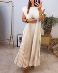 R&B | Elegantes Plissee-Kleid Einfarbig Ärmellos