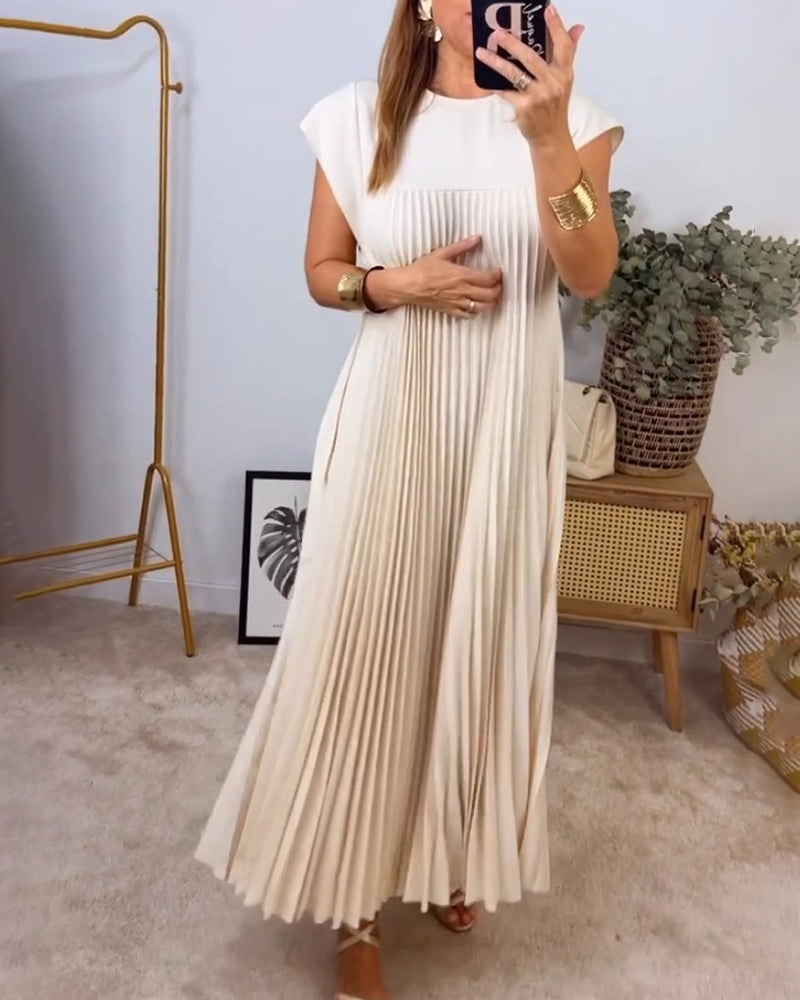 R&B | Elegantes Plissee-Kleid Einfarbig Ärmellos