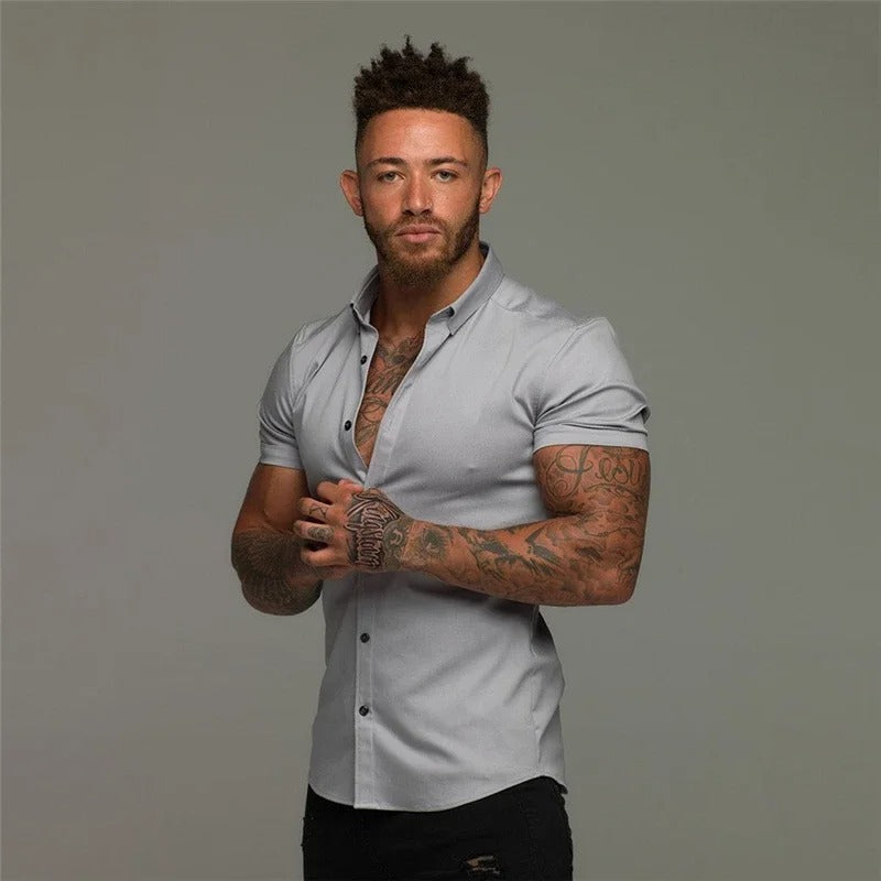 R&B | Schwarzes Leichtes Business Herrenhemd
