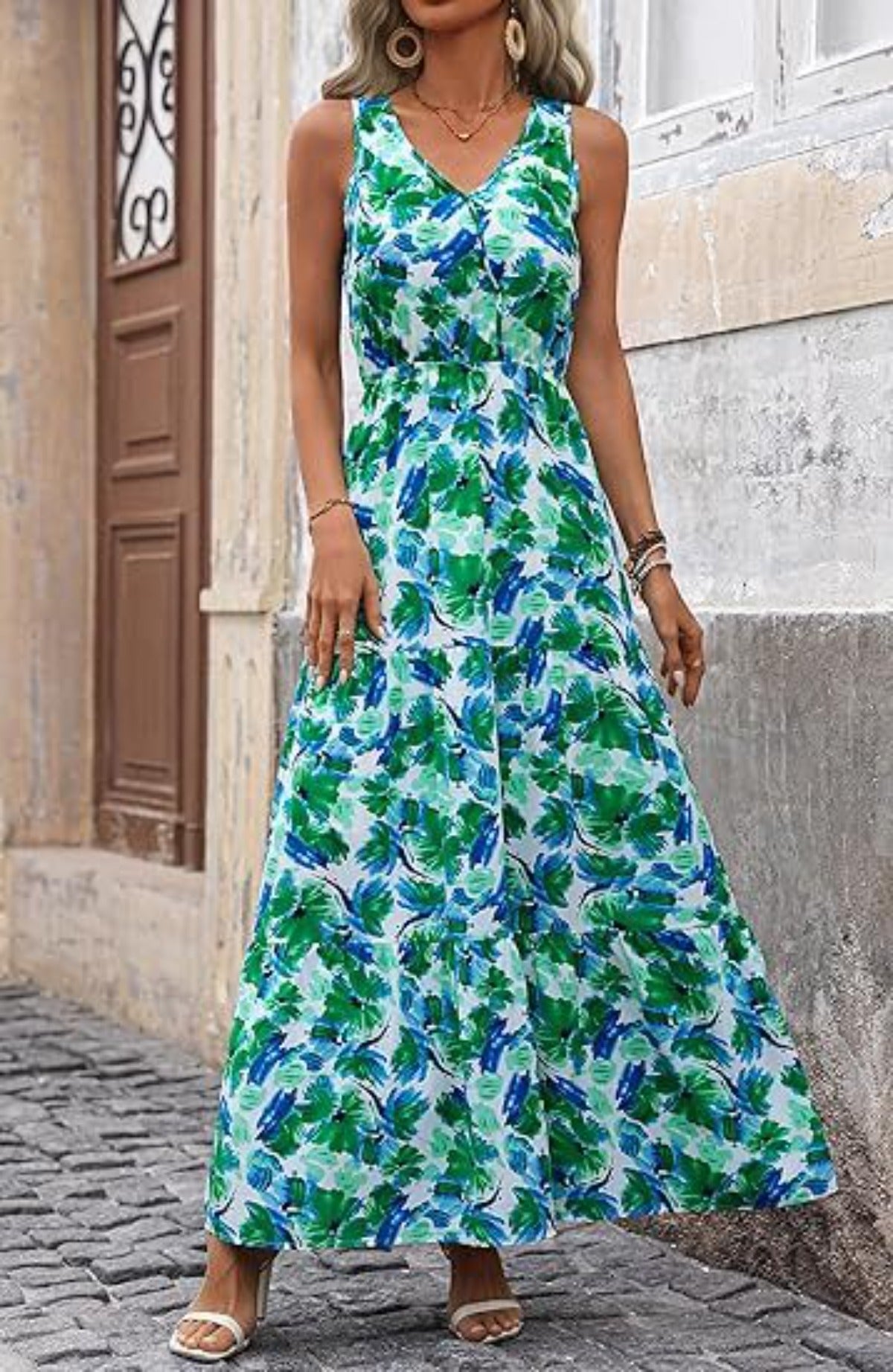 R&B | Kleid mit V-Ausschnitt und elastischer Taille