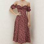R&B | Geschlitztes Blumenkleid schulterfreies Röhrentop-Kleid