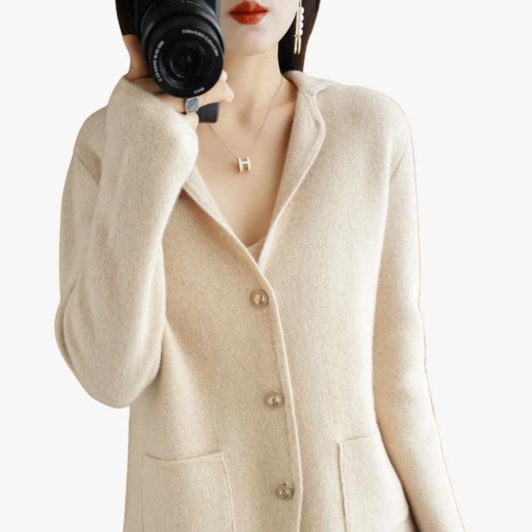 R&B | Damen Wollcardigan mit Knöpfen