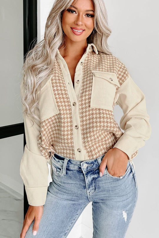 R&B | Hundezahn Muster Hemdjacke Baumwollmischung Trendy und Komfortabel