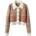 R&B | Gestreifte Strickjacke mit Kragen