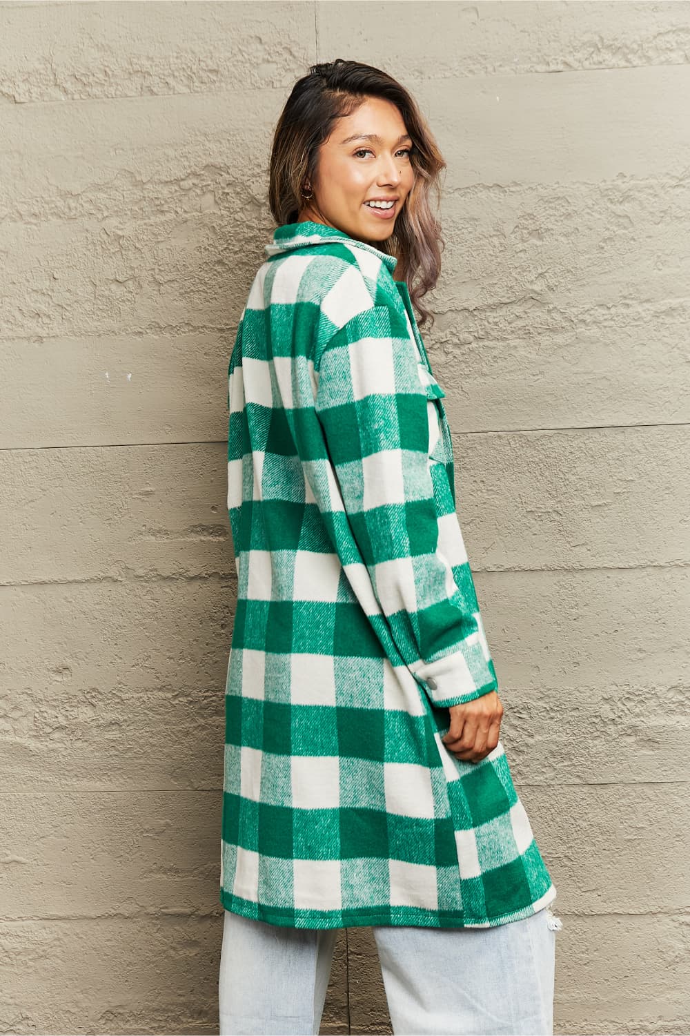 R&B | Karierte Longline Hemdjacke