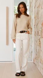 R&B | Beiger Strickpullover für Frauen