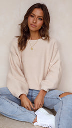 R&B | Beiger Strickpullover für Frauen