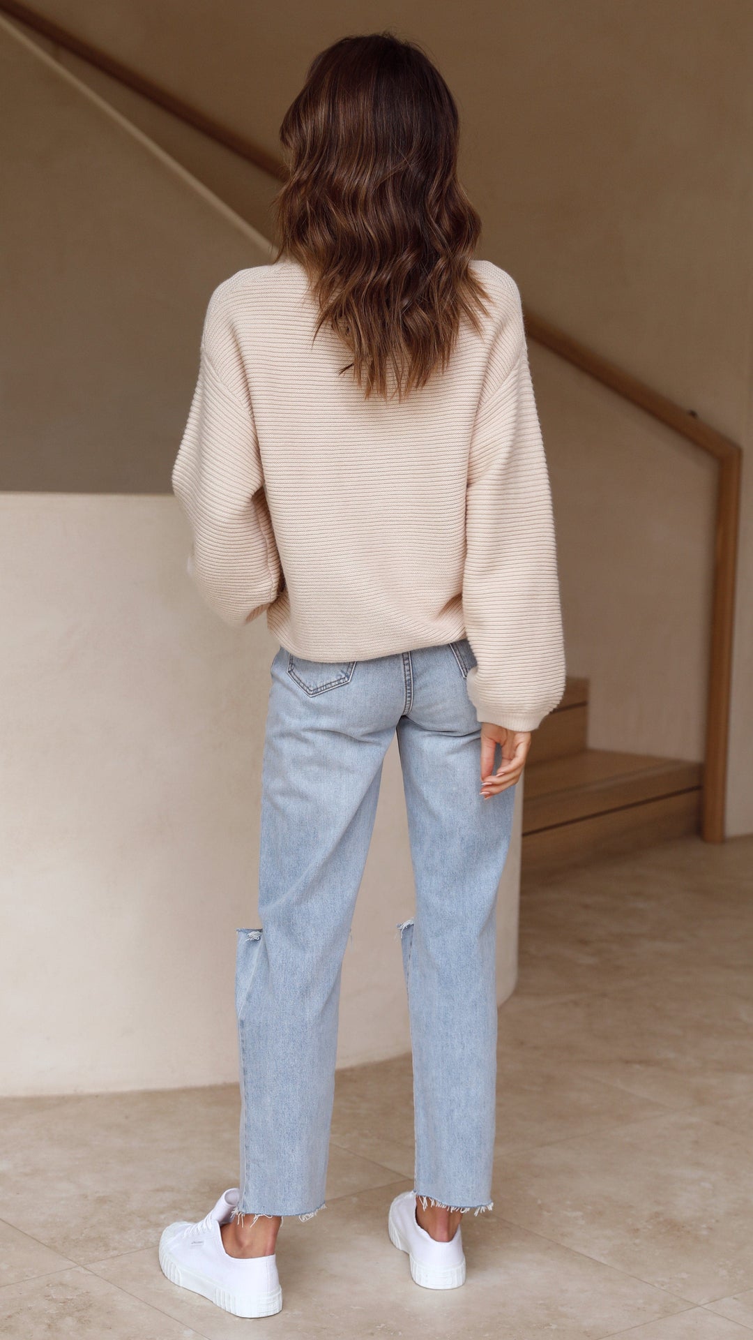 R&B | Beiger Strickpullover für Frauen