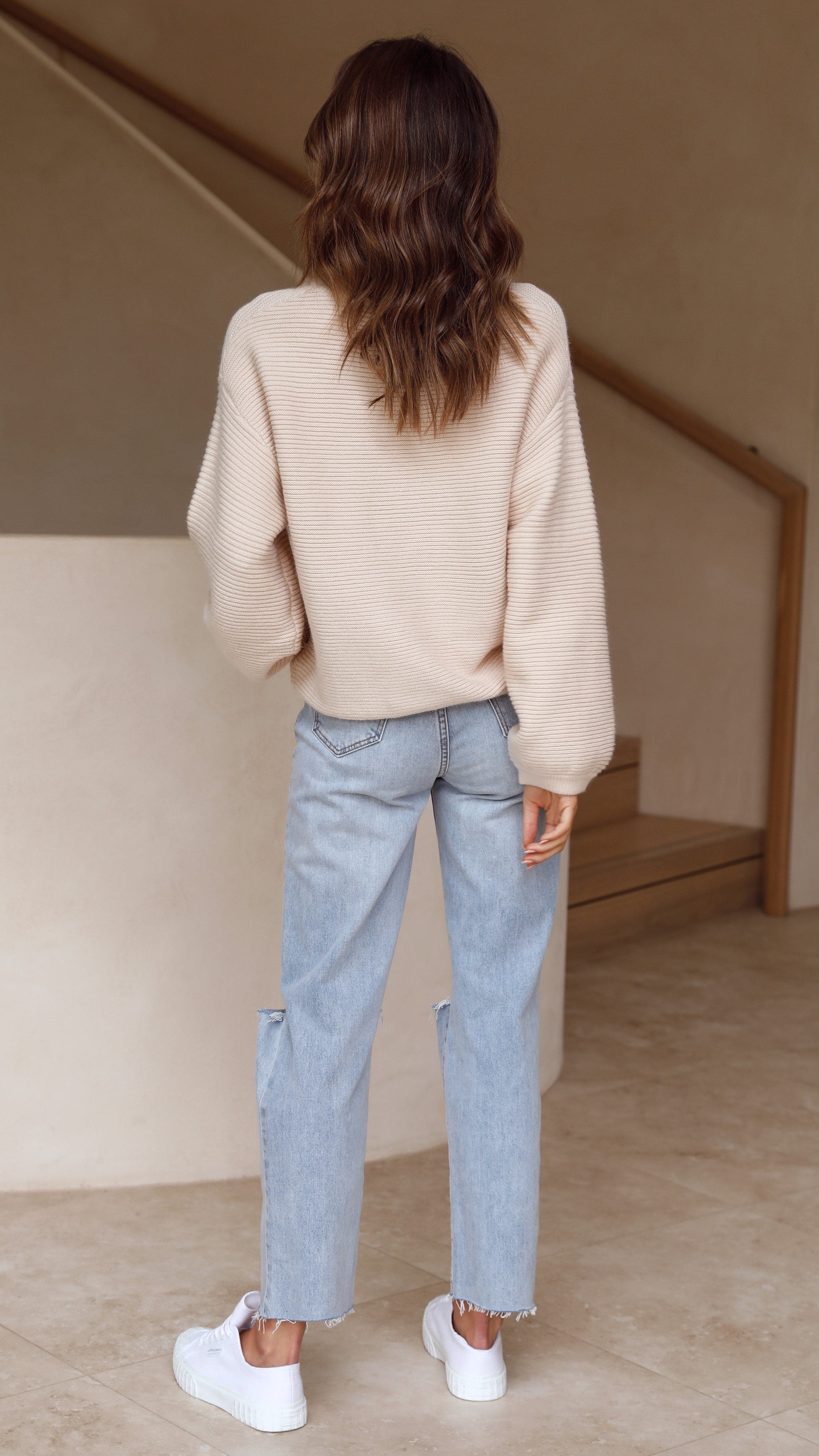 R&B | Beiger Strickpullover für Frauen