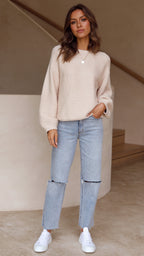 R&B | Beiger Strickpullover für Frauen