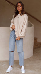 R&B | Beiger Strickpullover für Frauen