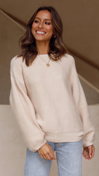 R&B | Beiger Strickpullover für Frauen