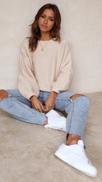 R&B | Beiger Strickpullover für Frauen