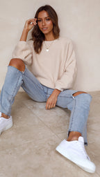 R&B | Beiger Strickpullover für Frauen