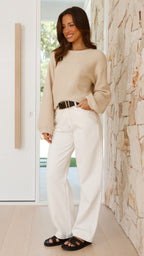 R&B | Beiger Strickpullover für Frauen