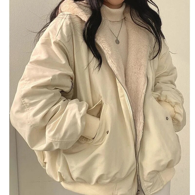 R&B | Damen-Pufferjacke mit Teddy-Fleece